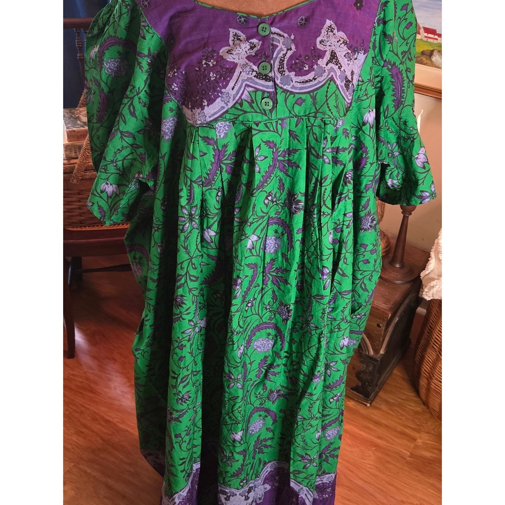 Only Necessities Green Purple Floral Muumuu Lounger Dress Plus Size 3X NWT - Picture 3 of 7